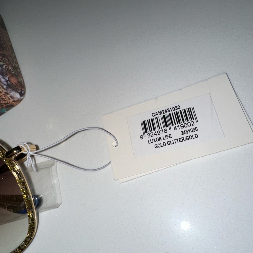 Camilla “Luxor Life” Oversized Gold Glitter Brown Gradient Boho Sunglasses - Picture 8 of 8